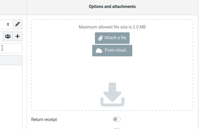 Screenshot of the 'From cloud' new button in the attachment's view