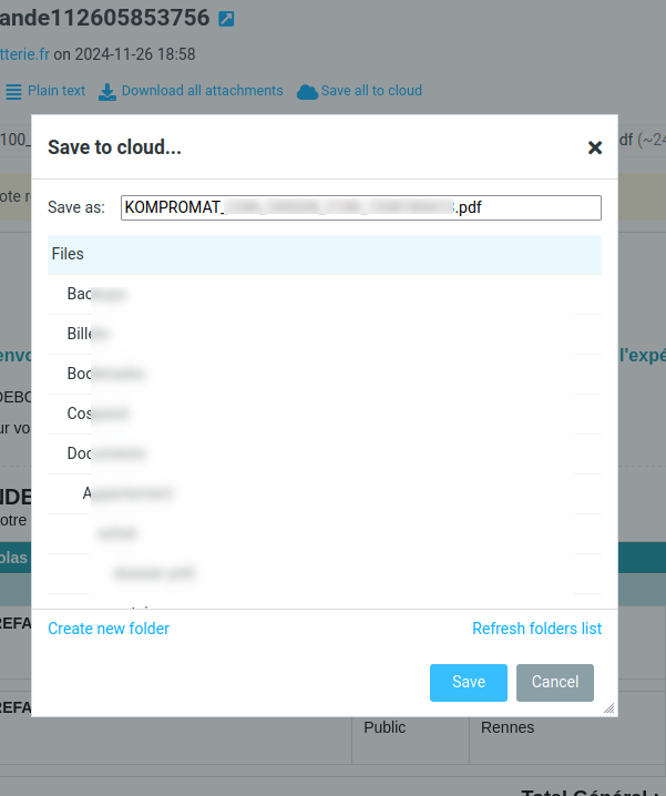 Roundav: a Roundcube plugin to save to/attach files from your WebDav (ex: Nextcloud)